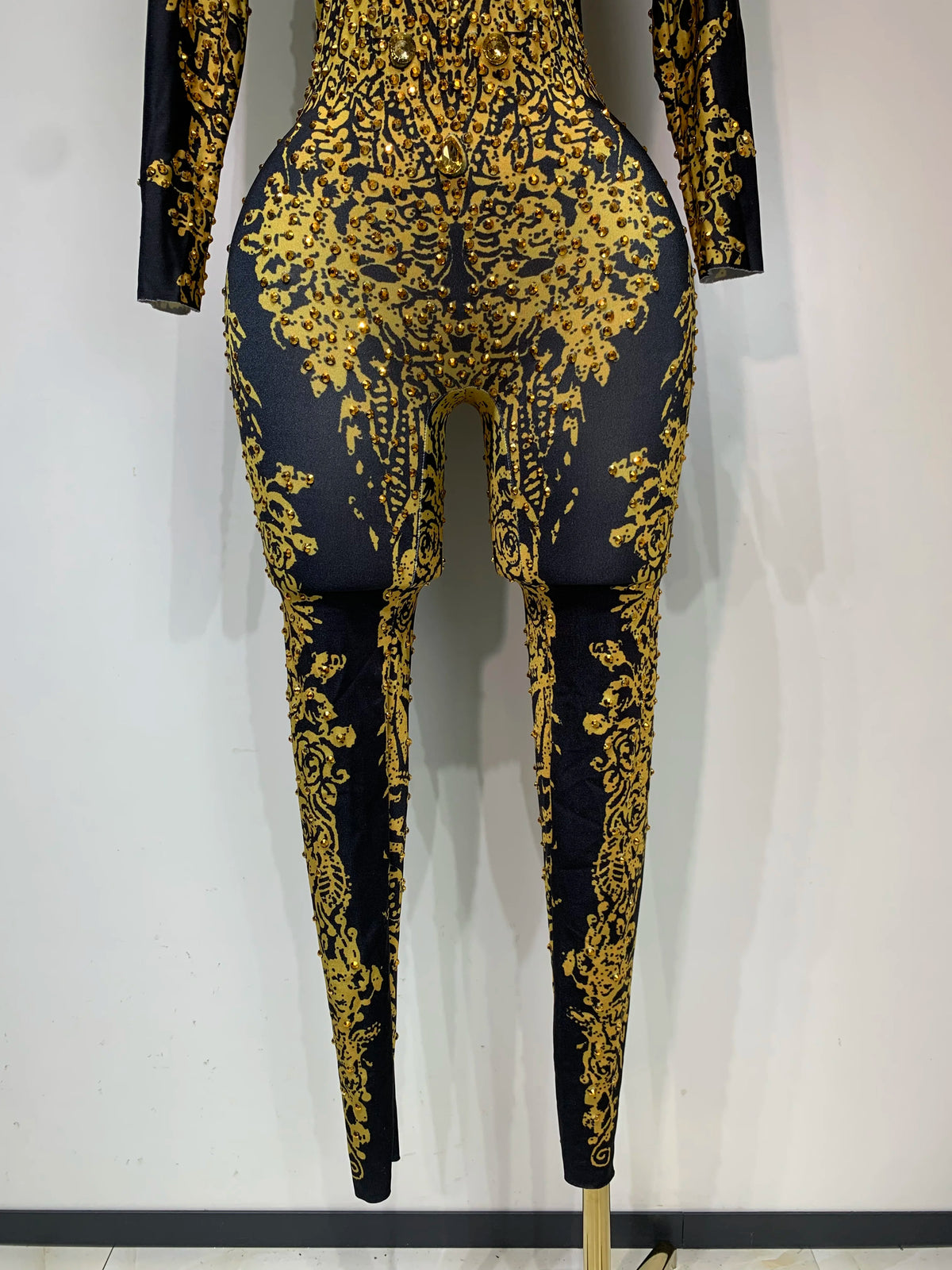Sparkly Rhinestones Jumpsuit Fashion Sexy Stretch Dance Costume Nightclub Bodysuit Birthday Outfit Evening Party Leggings