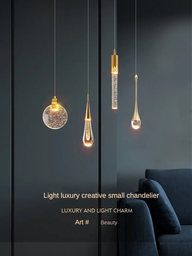 Water Drop Ceiling Chandelier Bubble Crystal Hanging Lamp Dining Room Decor Bedroom Lamp Bar Cafe Led Lights Home Pendant Light