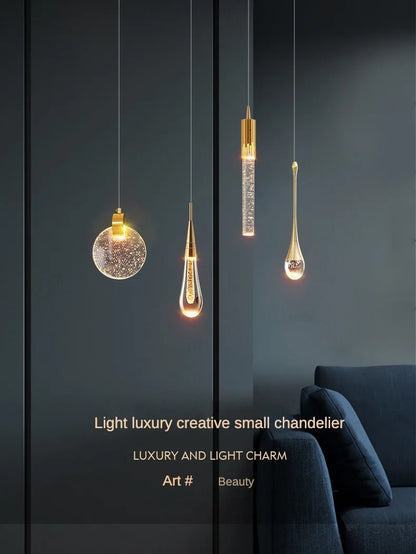 Water Drop Ceiling Chandelier Bubble Crystal Hanging Lamp Dining Room Decor Bedroom Lamp Bar Cafe Led Lights Home Pendant Light