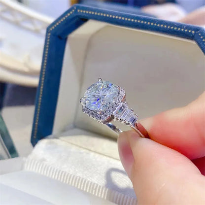 100% original certified PT950 white gold ring 3 carat D color moissanite ring AU750 white gold  with certificate with black card