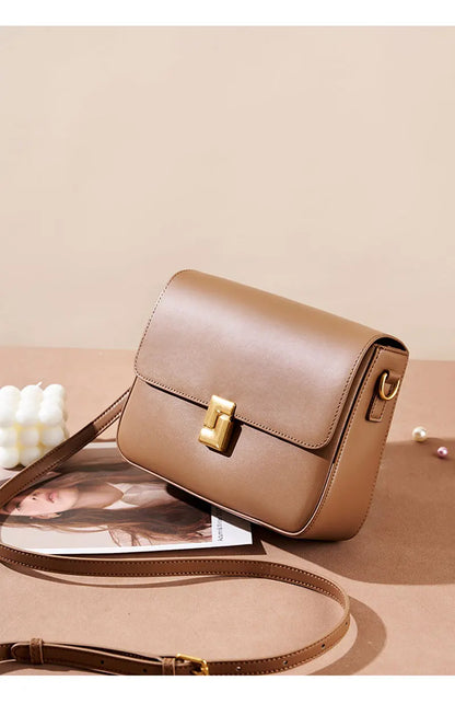 Luxury Genuine Leather Women Bag 2025 New Women's Shoulder Bag High Quality Cowhide Square Crossbody Bags Designer Handbags