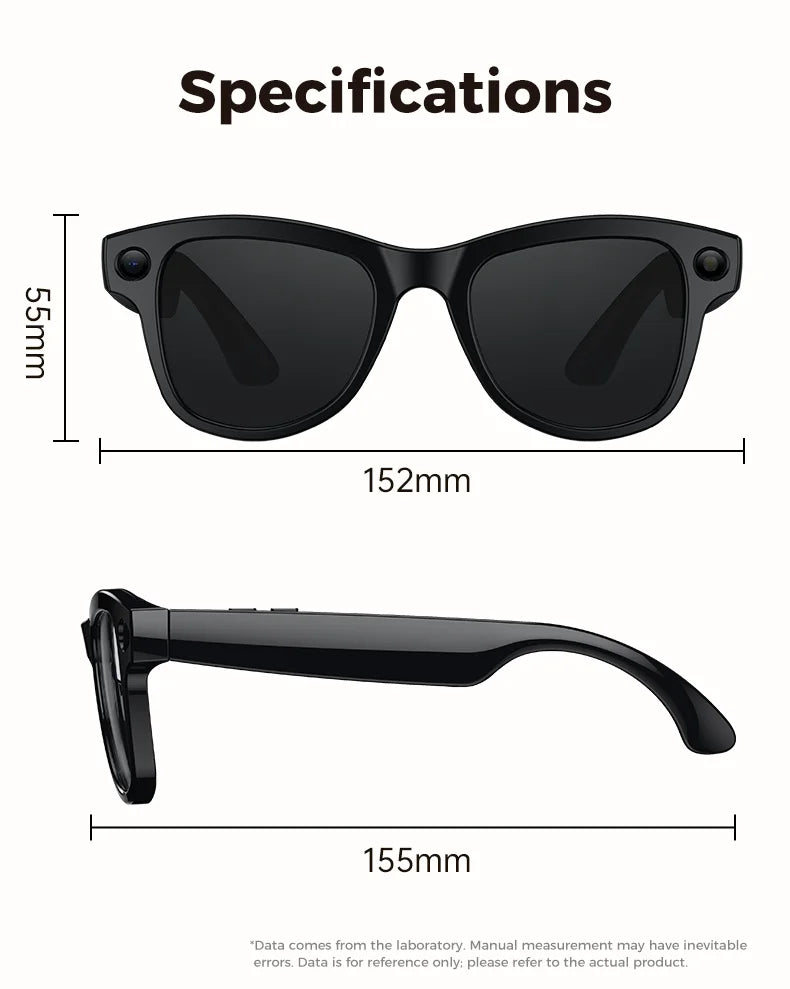 2026 New 3600mAh Large Capacity Smart Glasses 800W Pixel Anti-shake Camera 120+Language Translation Video Recording Call Glasses