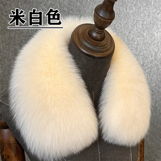 Natural Fox Fur Collar Removable Real Fur Square Collar for Coat Fashion Accessory for Women down Jacket Large Scarf Scarves