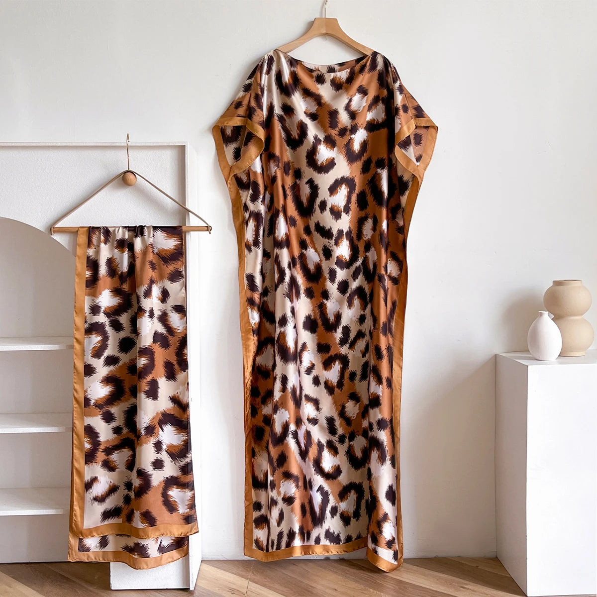 Summer Fashion Oversize African Dress Women's Satin Silk Sunscreen Muslim Robe Dubai Dashiki Abaya Beachwear Lady Clothing