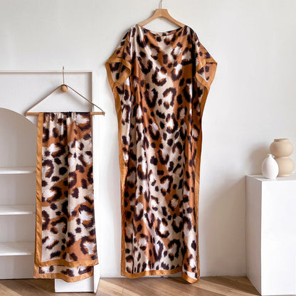 Summer Fashion Oversize African Dress Women's Satin Silk Sunscreen Muslim Robe Dubai Dashiki Abaya Beachwear Lady Clothing