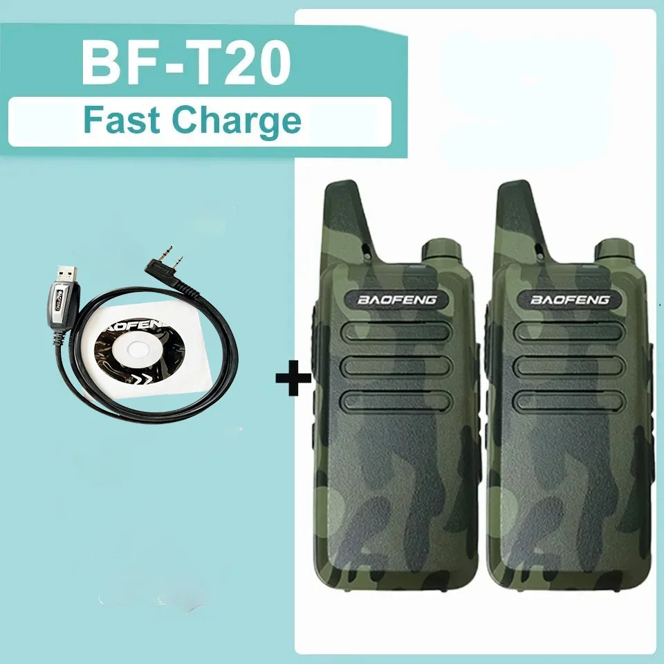 1/2PCS Baofeng BF-T20 Walkie Talkie Mini Micro USB Charging Portable Two Way Radios Upgrade Of BF-C9 KD-C1 For Hunting Kid’s Toy
