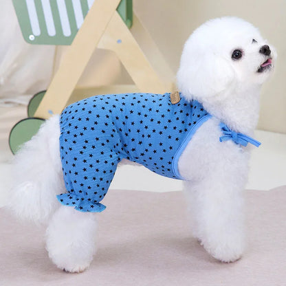 Dog Jumpsuit Pajamas Dog Clothes Summer Blue Beige Puppy All-In-One Tracksuit For Small Dogs Chiwawa Yorks Puppy Pijamas Onesie