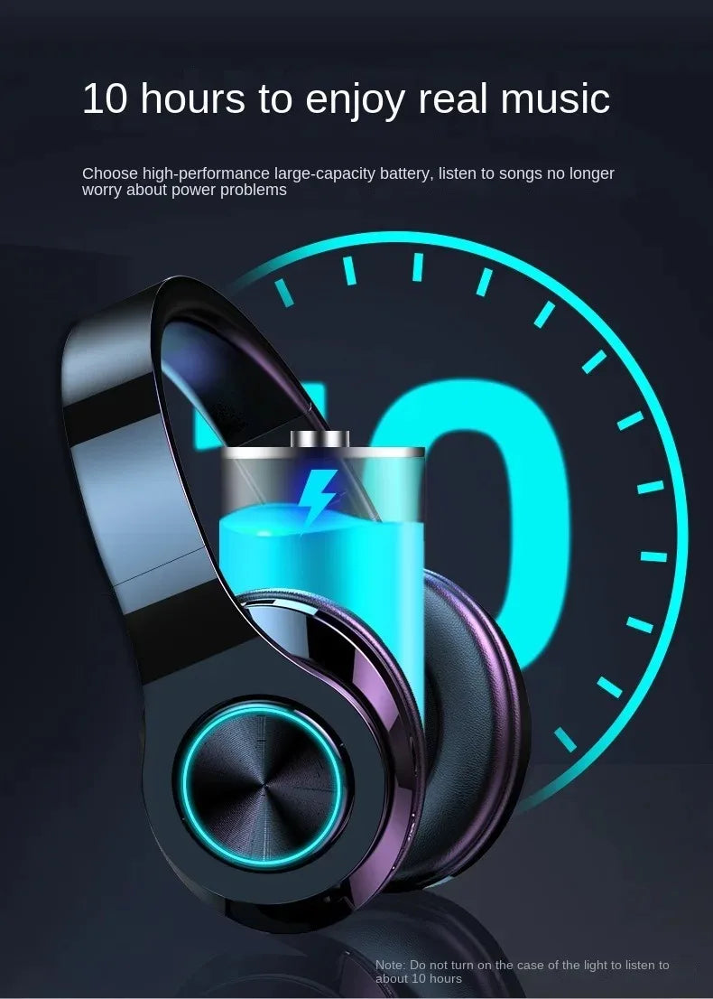 RGB Luminous Headset Bluetooth Headphones Noise Cancelling Wireless Earphones for Students Gamers Music Lovers