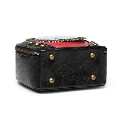 New Trendy PU Leather Retro Clock Handbags for Women 2025 Fashion Luxury Ladies Shoulder Crossbody Bag Square Evening Clutch Bag