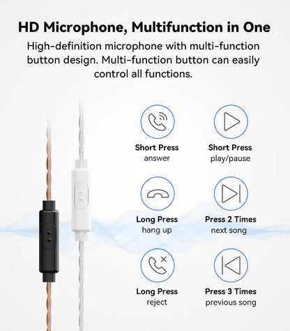 NICEHCK X39 IEM Aluminum Alloy Shell HIFI Microphone Earbud 6mm Titanium Plated Dynamic Headset Bass Vocal DJ In-ear Earphone