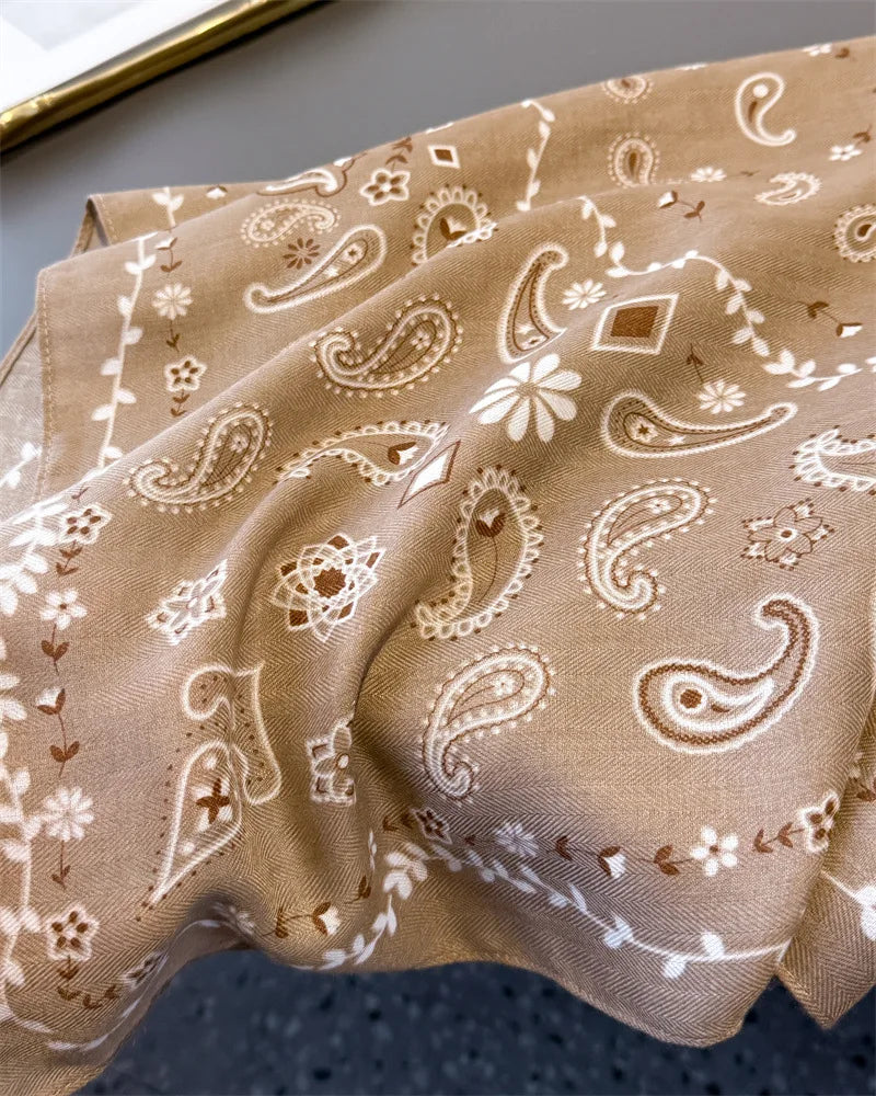 70*70cm Luxury Cashew Square Scarves For Women Soft Stain Neck Scarf Shawl Warp Elegant Neckerchief Bandanas Paisley Print Hijab