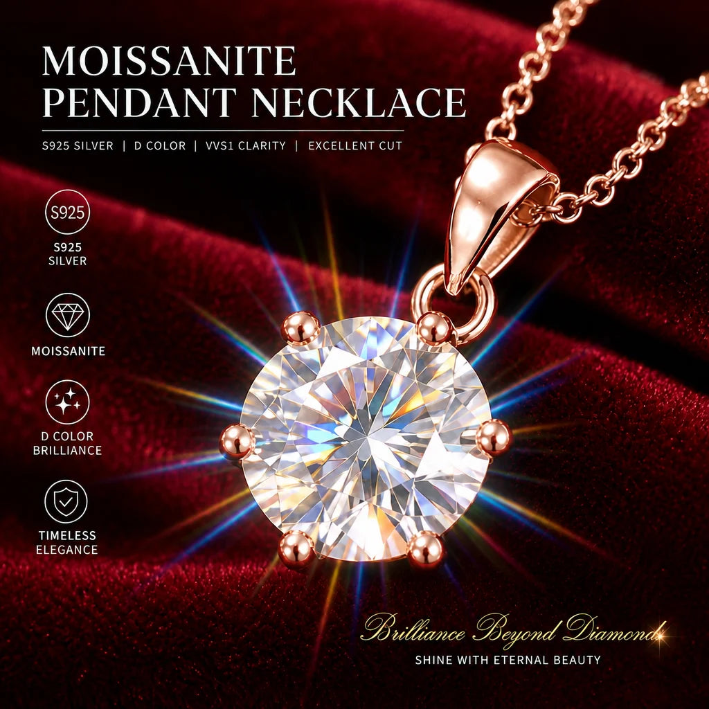 Luxury 1 Carat Moissanite Necklace Pendant D Color VVS1 S925 Sterling Silver Chain Women Engagement Wedding Jewelry With GRA