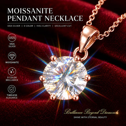 1.0ct VVS1 D Color Moissanite Necklace 18K Gold Plated S925 Sterling Silver Fine Jewelry Certificate Included for Women