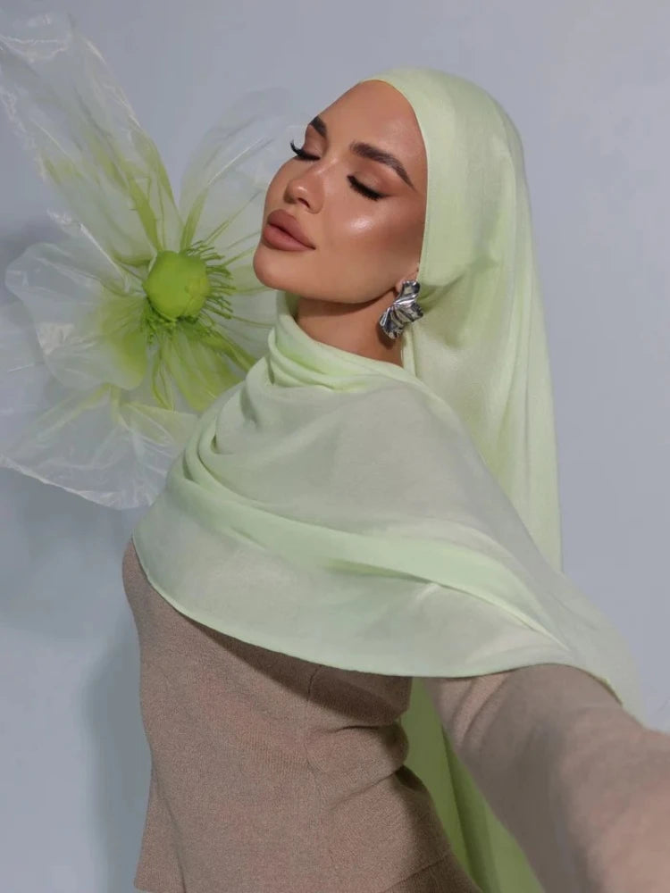 110colors Modal Hijab with Modal Undercap Set Basic Stretchy Pullover Headscarf Thin Breathable Sunscreen Head Wrap Hijabs Scarf