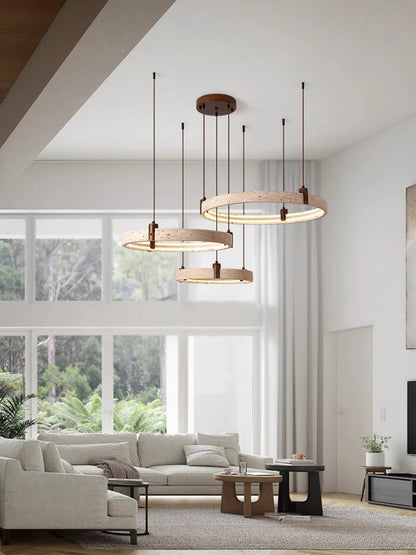 Artistic High-End Natural White Stone Dimming Function Wood Decoration Dining Room Living Room Exhibition Hall LED Modern