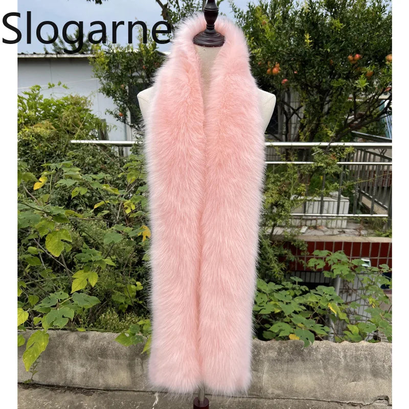 American 180cm Super Long Faux Fox Fur Scarf Winter Women Cosplay Warm Fashion Neck Decor Fluffy Shawl Wrap Luxury Furry Scarves
