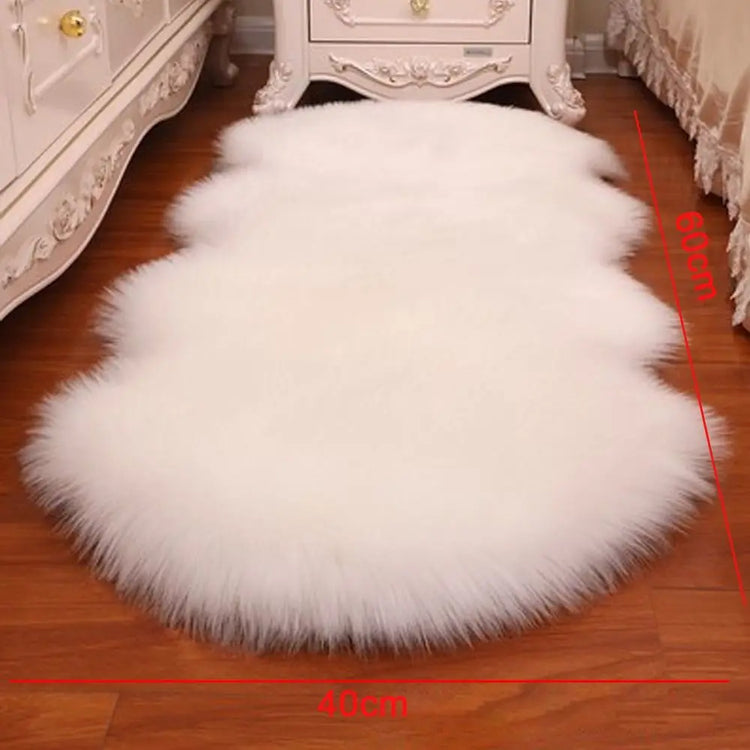 Imitation Wool Non Slip Fluffy Shaggy Floor Protection Soft Rugs Washable Sheepskin Rug Bedroom Mats Faux Fur Home Decor