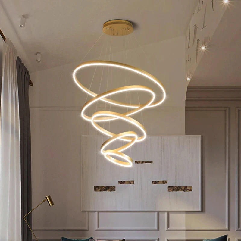 Mordern Minimalist Hign-end LED Pendant Lights Designer Circle Chandelier Home Rooms Decoration for Hall Living Lamping Fixtures