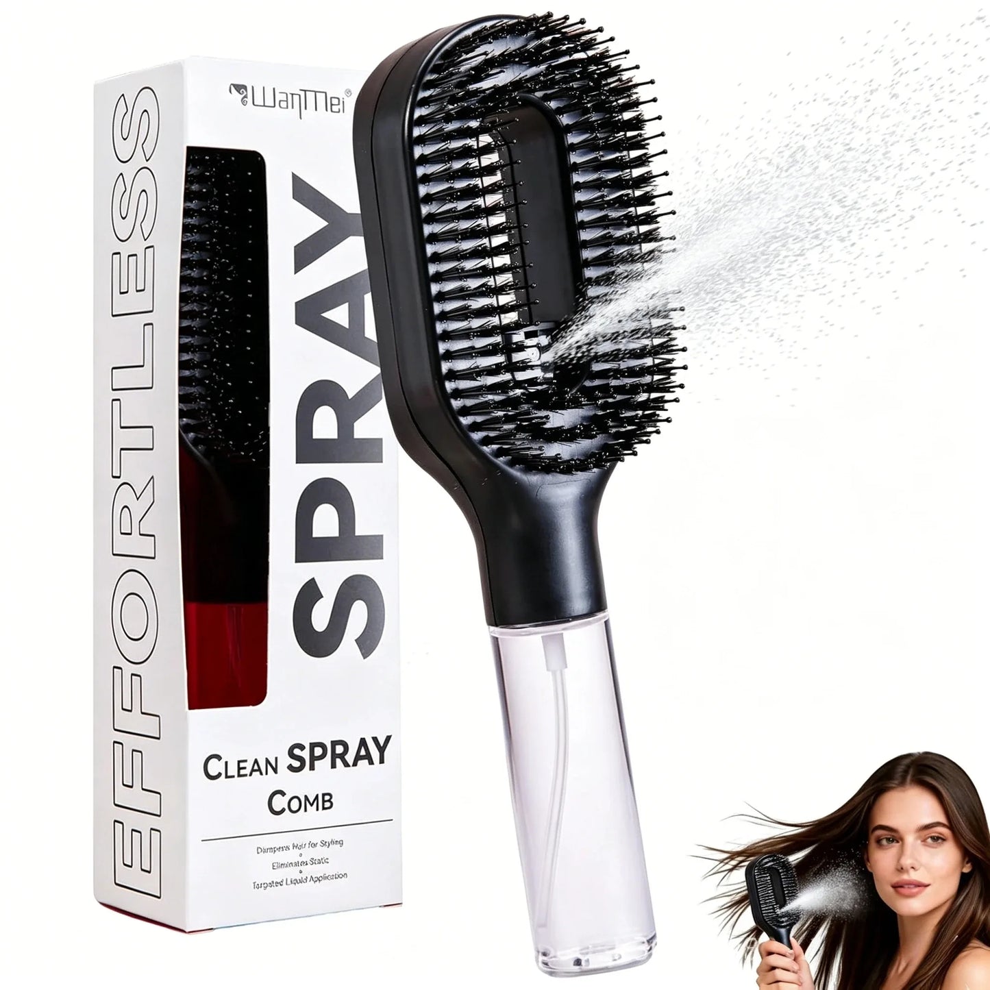 2 in 1 Spray Massage Comb Essential Oil Water Spray Bottle Anti Static Scalp Massager for Hair Detangling Daily Hair Care Salon