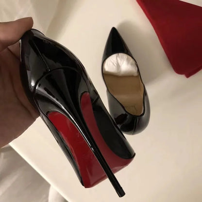 Black Women's elegant high heels Red Shiny Bottoms Luxury Brand Women heels 2026 trend Pointed Toe Sexy Party Pumps shoes Women