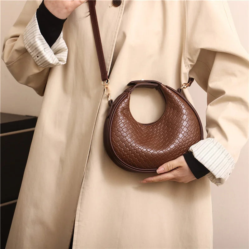 Fashion Black Half Moon Bag Luxury Pu Leather Ladies Purses and Handbags Crossbody Women Shoulder Bags