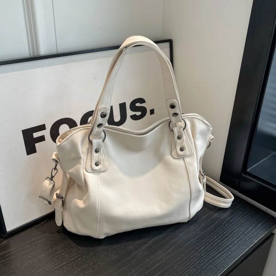 Women's Large Capacity Shoulder Casual Tote Bag Laptop Roomy Handbag Soft Leather Crossbody Business Black Big Bag A4 Sac A Main
