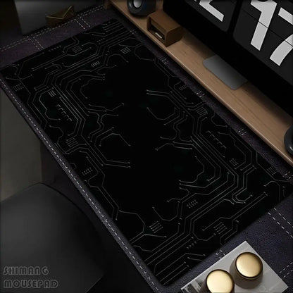 Black Circuit Board Pattern Mouse Pad Large Computer Office Table Mats Rubber Anti-slip Gaming Keyboard Mousepads Long Desk Pads