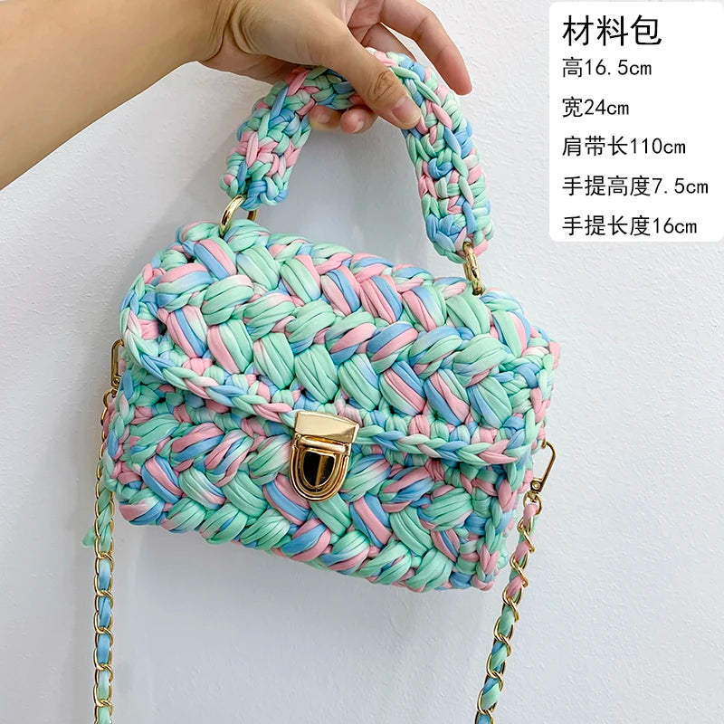 New Rope Woven Women Handbags Designer Knitting Chains Shoulder Crossbody Bag Casual Lady Hand Bags Small Flap Purses
