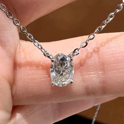 COSYA 1/2/3CT Oval Cut Moissanite Solitaire Necklace For Woman S925 Silver Plated 18K Gold Lab Diamond Chain Dainty Fine Jewelry