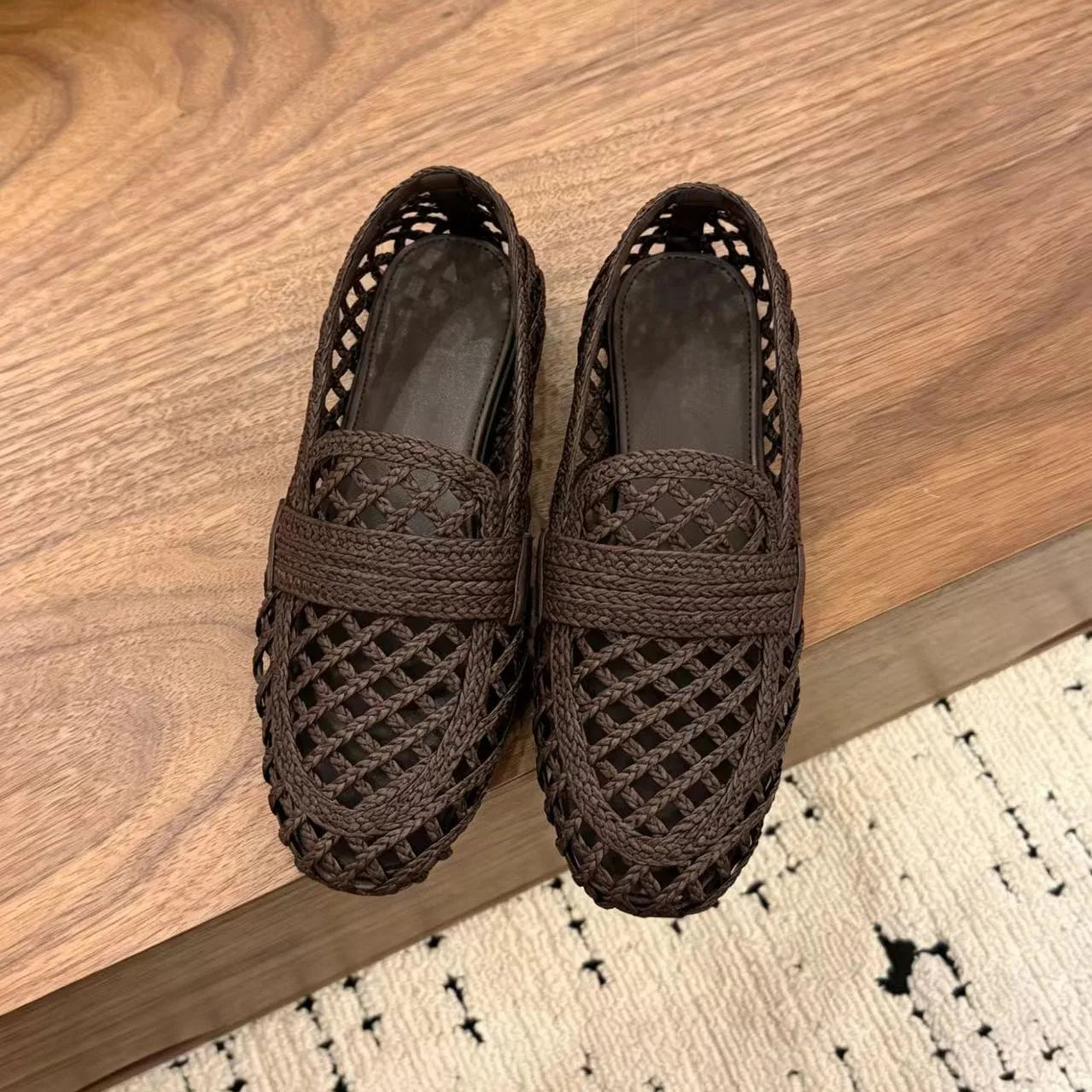 Women Leather Woven Loafers
