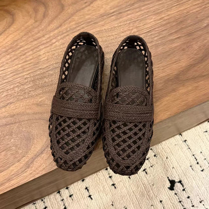 Women Leather Woven Loafers