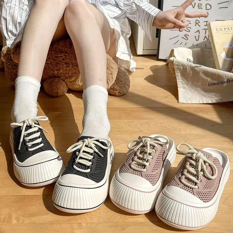 Mesh Casual Women's Sandals Summer Platform Luxury Designer Woman Shoes Flats Indoor Outdoor Fashion Slippers Elegant Mules New