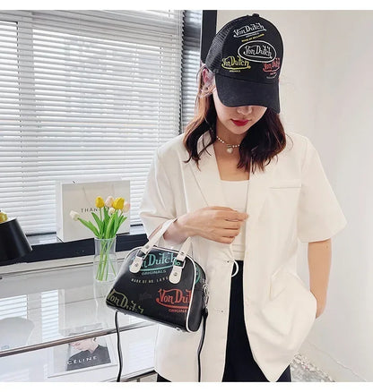 Women Bag Y2K Luxury Designer Handbag Shopping Crossbody Graffiti Purses PU Leather Shoulder Bags for Women