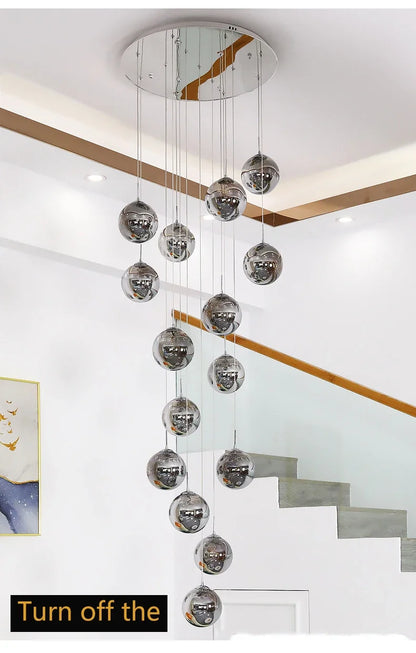 Starry Sky Staircase Lamp Long Chandelier Nordic Design Duplex Corridor Light Luxury Creative Pendant Lights Apartment Hall