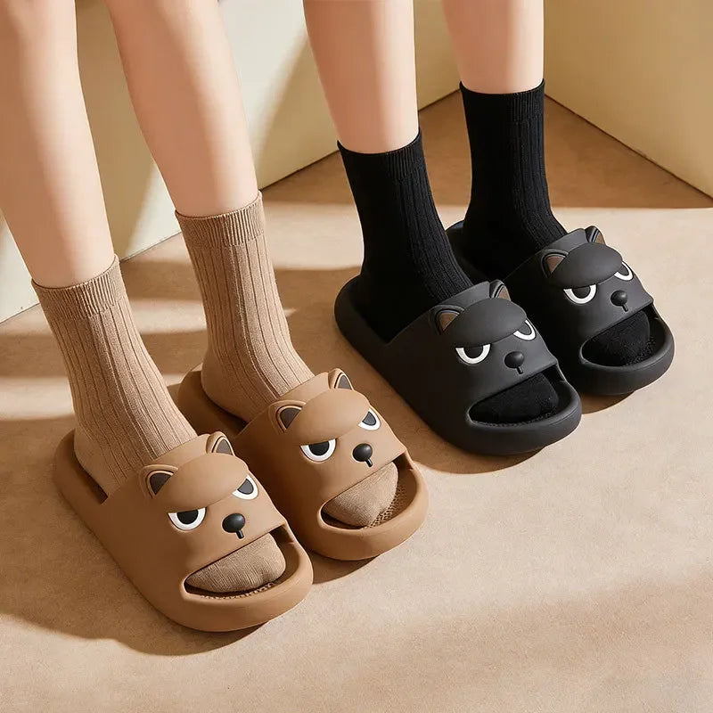Summer Soft EVA Husky Slippers for Adults Indoor Outdoor Anti Slip Couple Shoes 2026 Men Thick Sole Summer Beach Slides Sandals