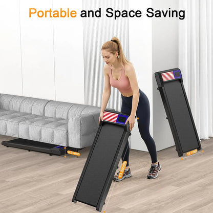 Compact Quiet Under Desk Treadmill with Incline & Handlebar - Ideal for Running, Walking, and Under-Desk Use in Home and Office Settings