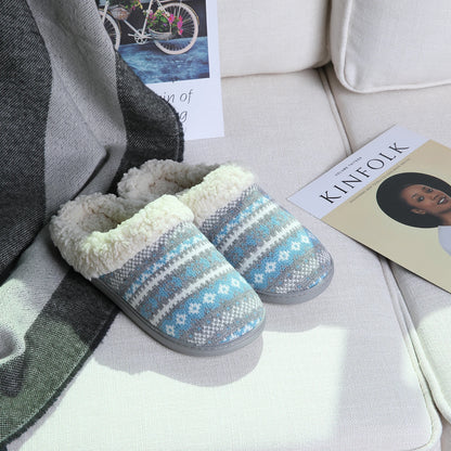 Comwarm Winter Warm Cotton Slippers For Women Men Flats Soft Non-slip Fluffy Shoes Design Slides Couple Indoor House Slippers