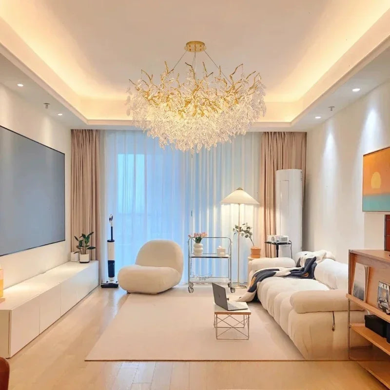 Luxury Modern Crystal Ceiling Chandelier Led Pendant Lamp Dining Table Living Room Bedroom Home Decor Wall Hanging Light Fixture