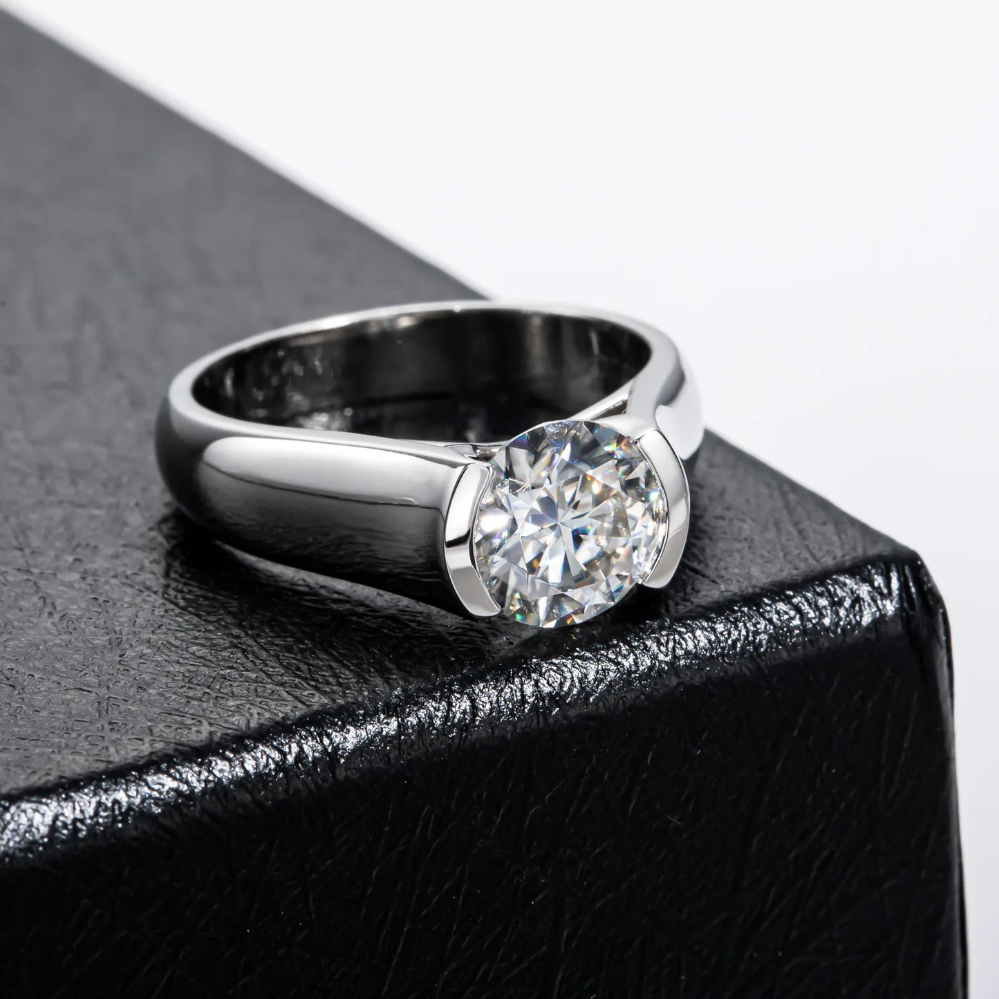 Carnica Luxury 925 Sterling Silver 2CT Real Moissanite Ring for Women GRA Simple Diamond Wedding Jewelry Gift Brilliant Hot New