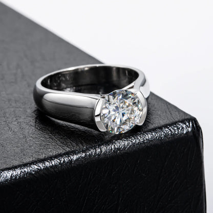 Carnica Luxury 925 Sterling Silver 2CT Real Moissanite Ring for Women GRA Simple Diamond Wedding Jewelry Gift Brilliant Hot New