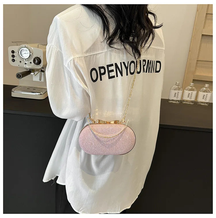 Luxury Sequined Hand-held Dinner Bag, Elegant Style Bag, High-end Chain Single-shoulder Crossbody Bag, Handbag for Wedding Party