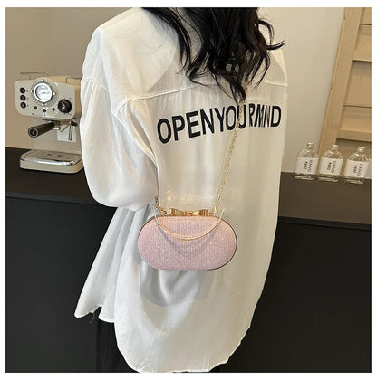 Luxury Sequined Hand-held Dinner Bag, Elegant Style Bag, High-end Chain Single-shoulder Crossbody Bag, Handbag for Wedding Party
