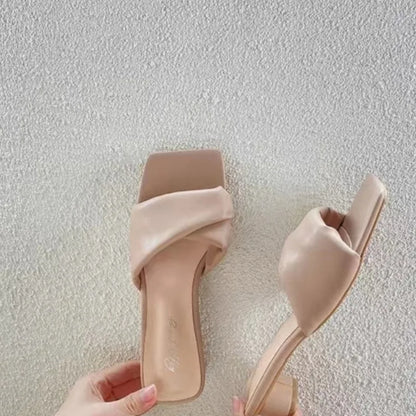 Women New Luxury Sandals Shoes Summer Mid Heels Chunky Casual Designer Dress Pumps Slingback Mules Shoes Zapatos Ladies