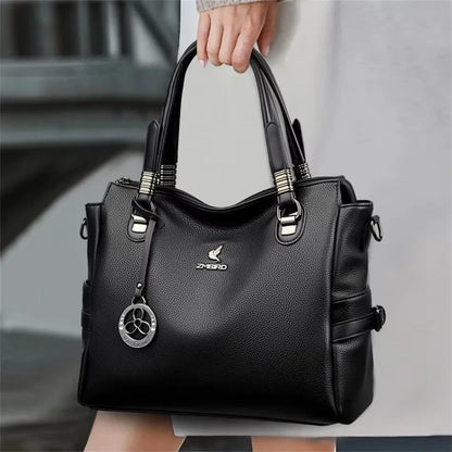 Genuine Soft Pu Leather Handbags for Women Vintage Shoulder Tote Bag Luxury Designer Ladies Large Capacity Purse Bags Sac A Main