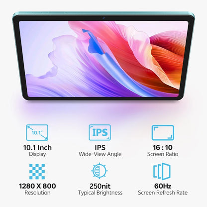 SVITOO Tablet 2026 Android 16 10.1 Inch IPS HD Screen Unisoc T7250 Octa-Core Processor 4GB Physical RAM + 16GB Virtual RAM 128GB ROM 1TB Expandable 6600mAh Battery 2.4GHz 5GHz WiFi 5 Bluetooth 5.0 GPS Widevine L1 With Case Ta