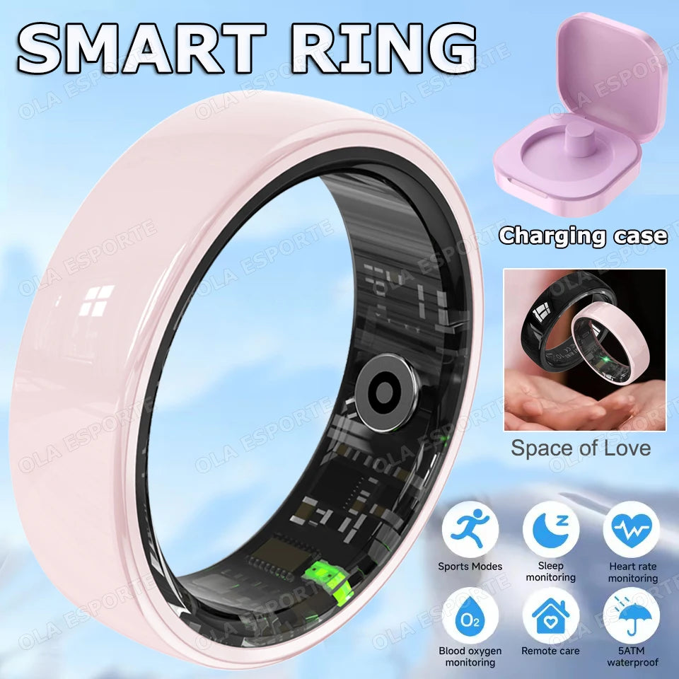 2026 New Hot Couple Smart Ring with Charging Case Heart Rate Sleep Health Monitor Pedometer Fashion Ceramic Ring For Android IOS