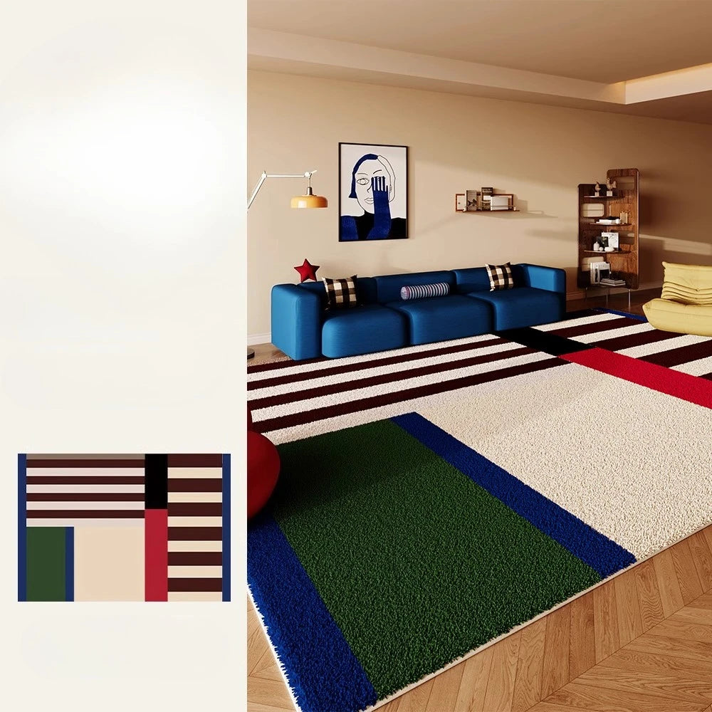 Retro Style Rugs for Bedroom Large Area Living Room Decoration Anti-slip Carpet Thick Plush Floor Mat Fluffy Soft Cloakroom Rug