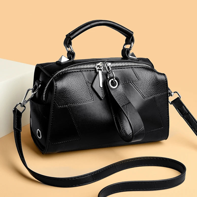 New Fashion Crossbody Bags Women's Genuine Leather Bag Simple Tote Bag Vintage Boston Handbag Luxury Design Female Shoulder Bags