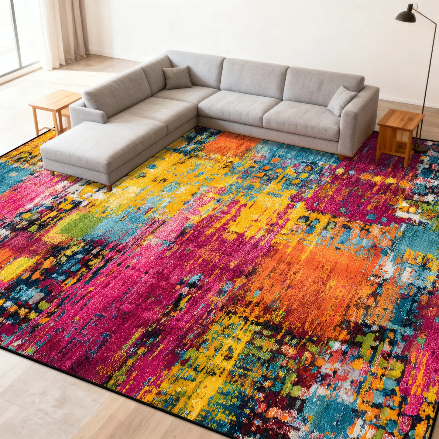 Multicolour Abstract Carpet Living Room Sofa Area Easy Clean Rugs Non-slip Bedroom Decoration Cloakroom Floor Mat Customizable