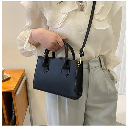 Minimalist Black Small Square Bag All-Match Top Handle Purse Classic Shoulder Bag for Work Women Handbags Crossbody Bags Purse